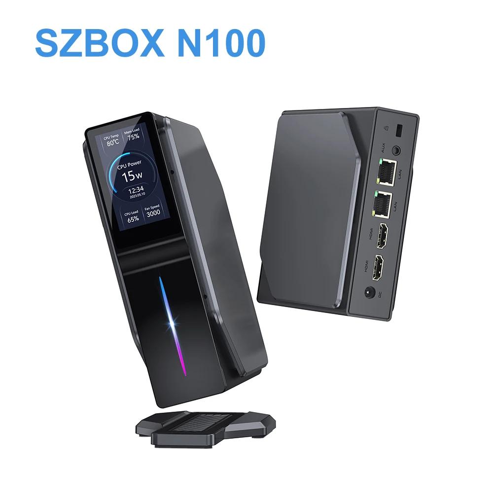 SZBOX S1 N100  11 ̴ PC, 1.9 ġ TFT LCD  LAN DDR4 , M.2 SATA/NVME SSD  ũ,  5 BT4.2 ǻ